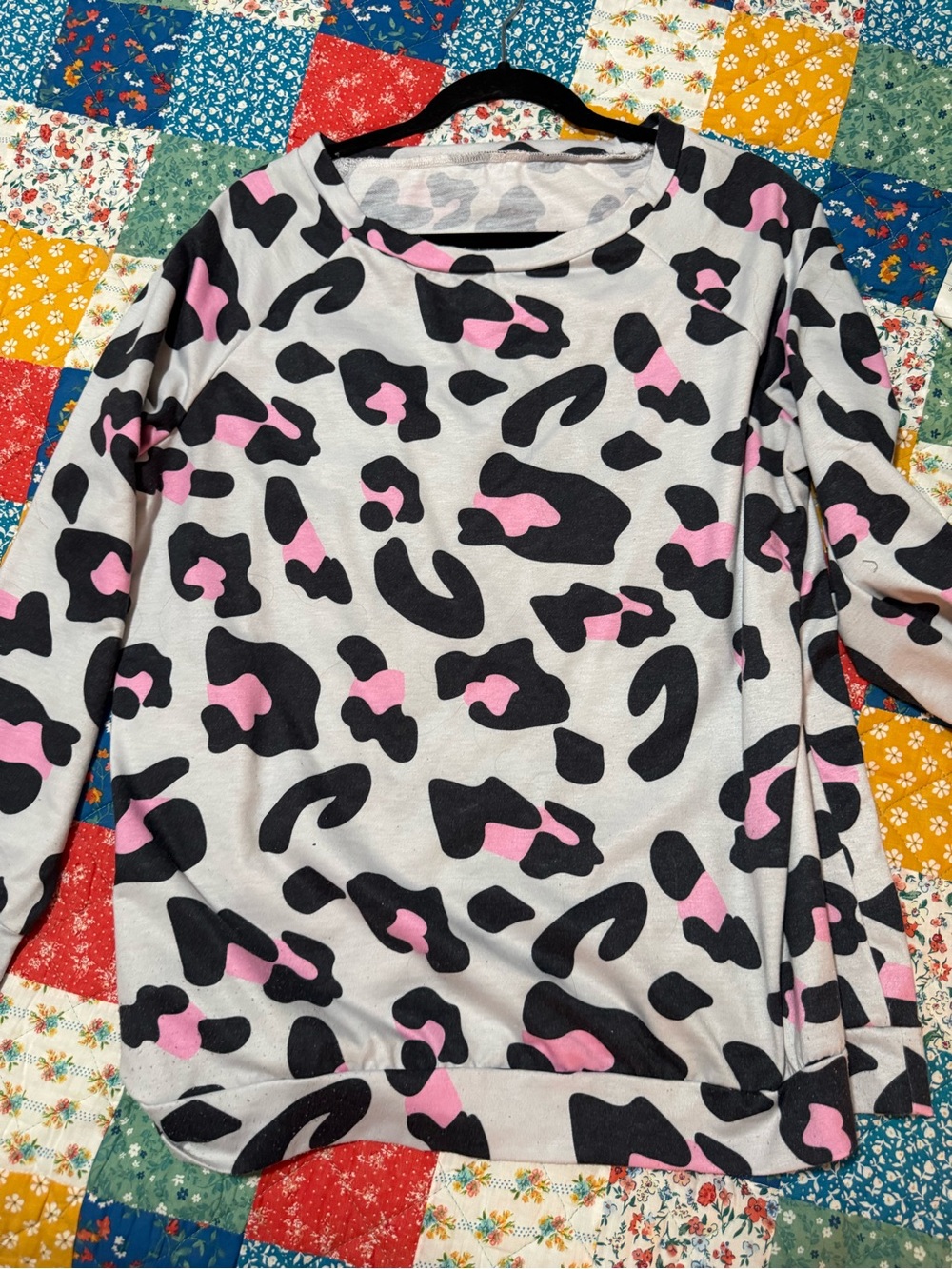 Pink & Black Leopard Print Long Sleeve Top